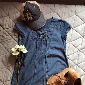 light wash denim dress